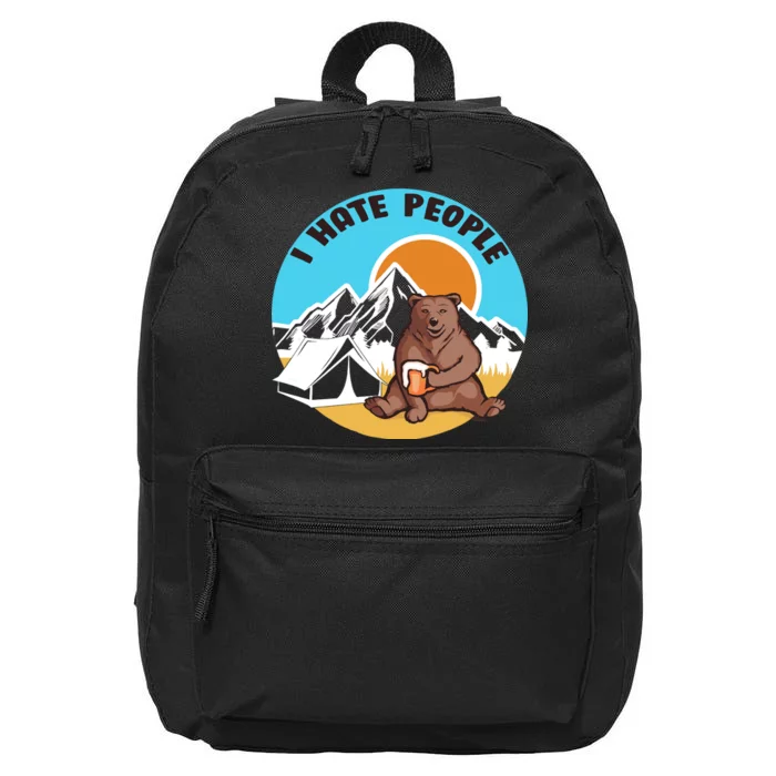 Bear Funny Camping I Hate People 16 in Basic Backpack