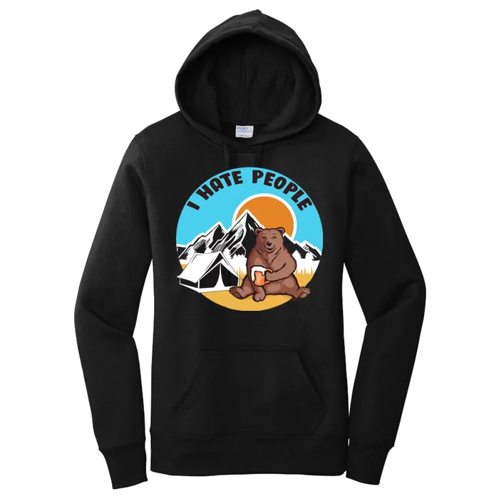 Bear Funny Camping I Hate People Women's Pullover Hoodie