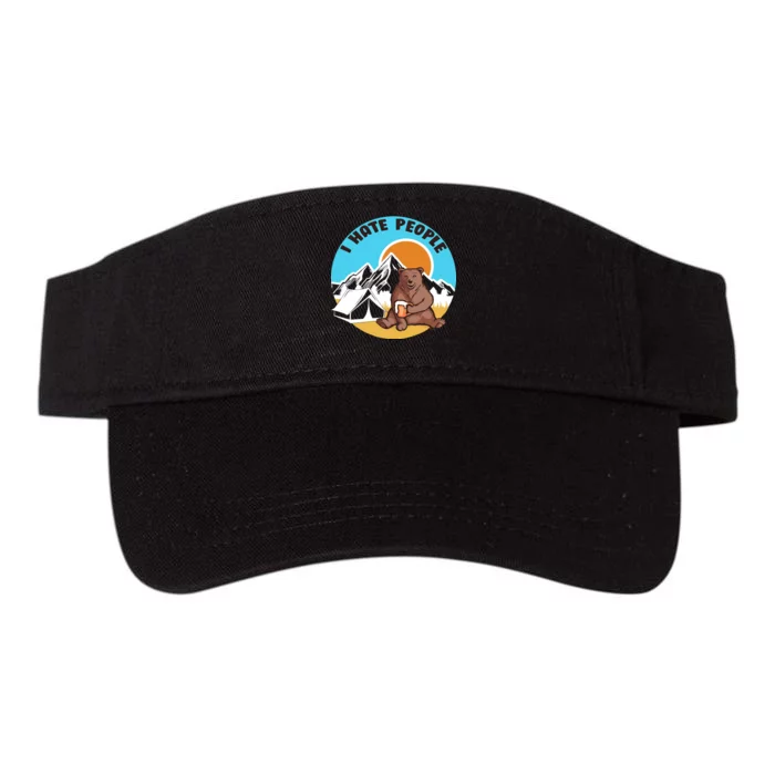 Bear Funny Camping I Hate People Valucap Bio-Washed Visor