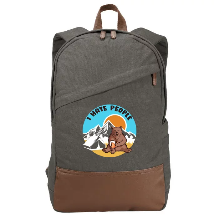 Bear Funny Camping I Hate People Cotton Canvas Backpack