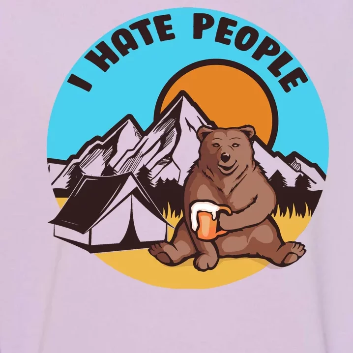 Bear Funny Camping I Hate People Garment-Dyed Sweatshirt