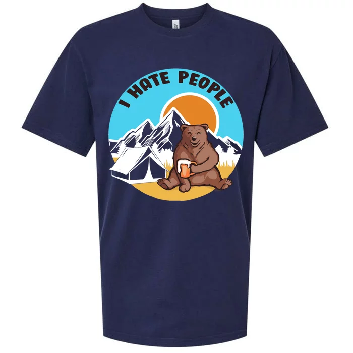 Bear Funny Camping I Hate People Sueded Cloud Jersey T-Shirt