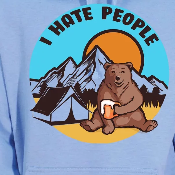 Bear Funny Camping I Hate People Unisex Surf Hoodie