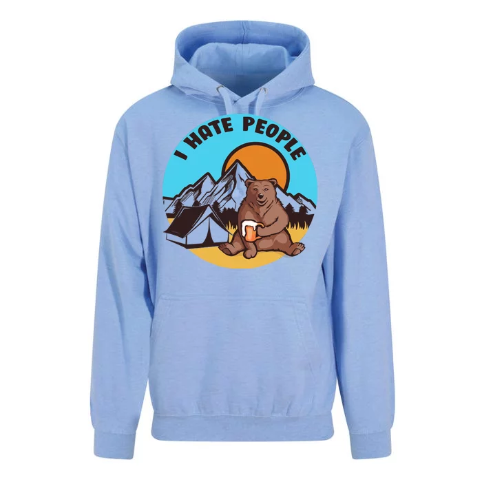 Bear Funny Camping I Hate People Unisex Surf Hoodie