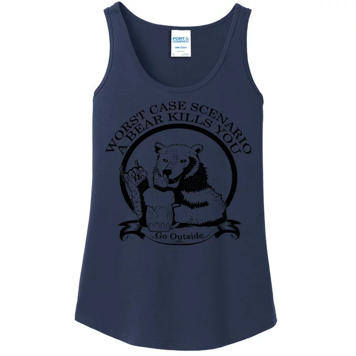 Bear Kills You Worst Scenario Go Outside Ladies Essential Tank