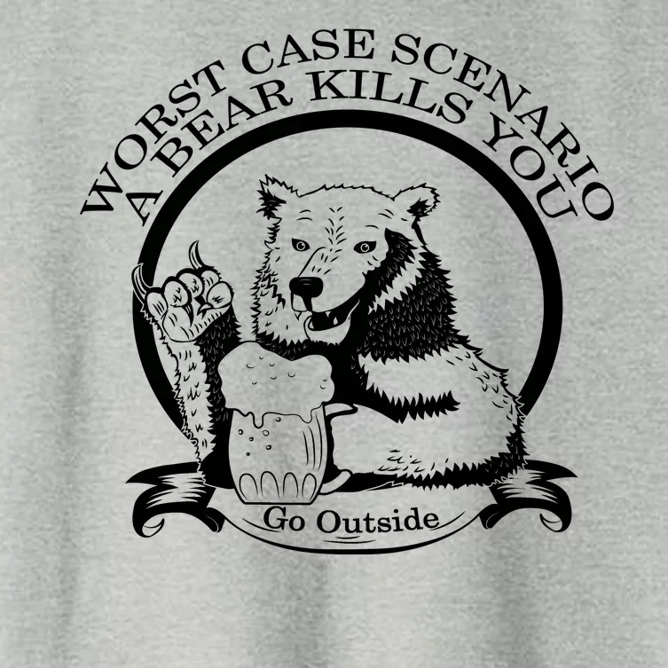 Bear Kills You Worst Scenario Go Outside Women's Crop Top Tee