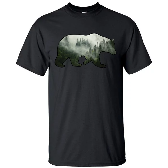 Bear Misty Forest Wilderness Tall T-Shirt