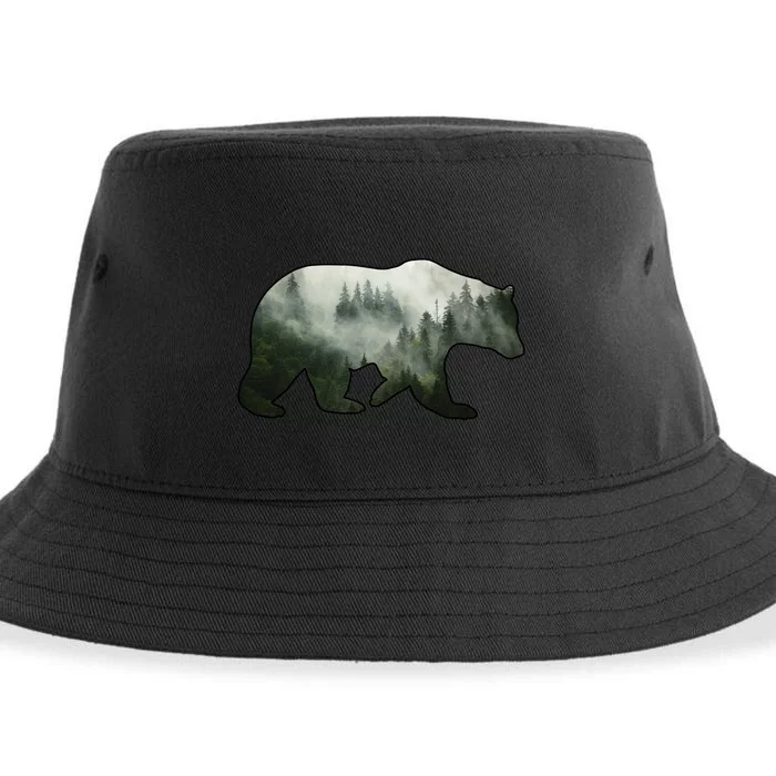 Bear Misty Forest Wilderness Sustainable Bucket Hat