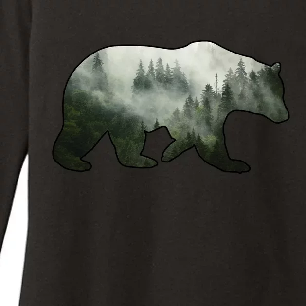 Bear Misty Forest Wilderness Womens CVC Long Sleeve Shirt