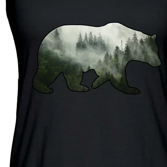 Bear Misty Forest Wilderness Ladies Essential Flowy Tank