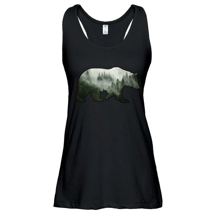 Bear Misty Forest Wilderness Ladies Essential Flowy Tank