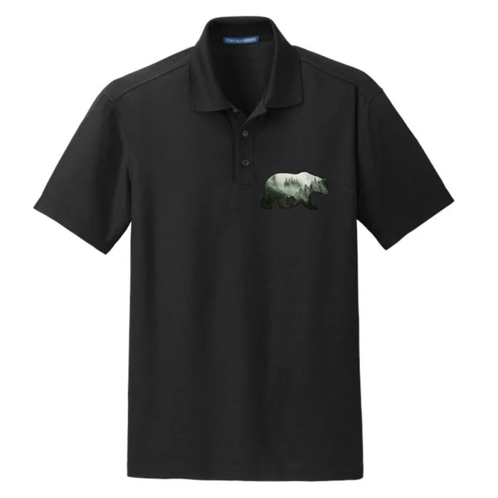 Bear Misty Forest Wilderness Dry Zone Grid Performance Polo