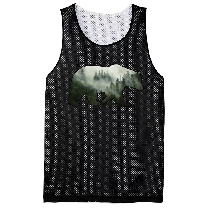 Bear Misty Forest Wilderness Mesh Reversible Basketball Jersey Tank