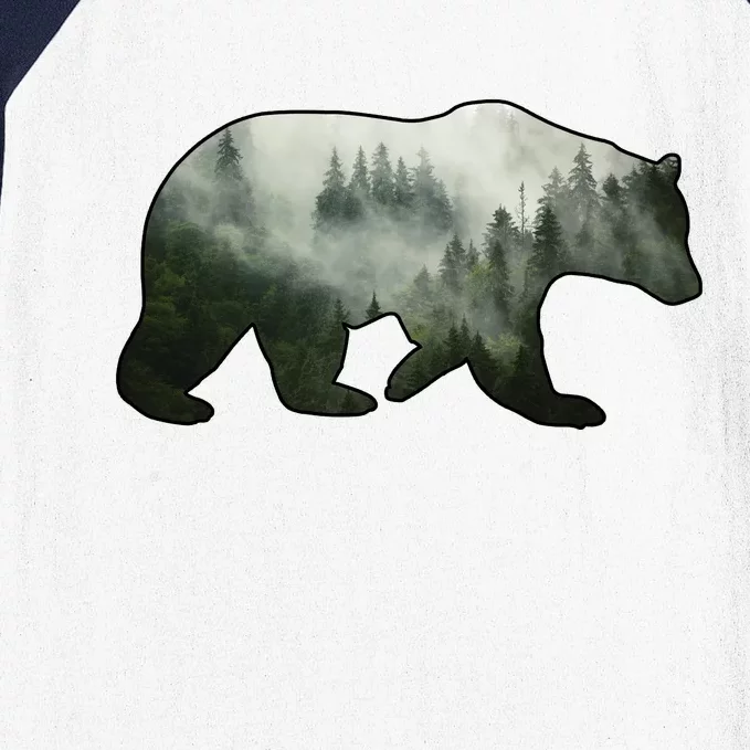 Bear Misty Forest Wilderness Baseball Sleeve Shirt