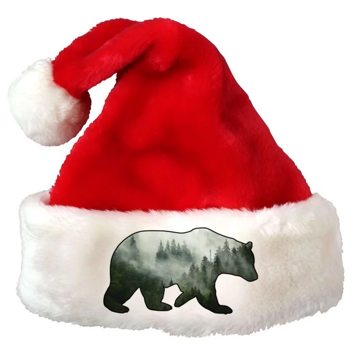 Bear Misty Forest Wilderness Premium Christmas Santa Hat