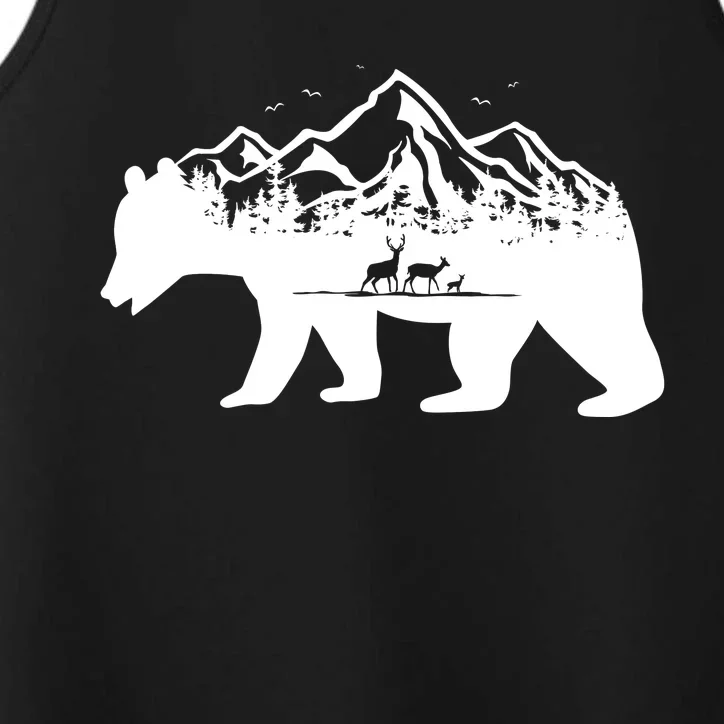 Bear Mountains With Deer Family Nature Fan Performance Tank