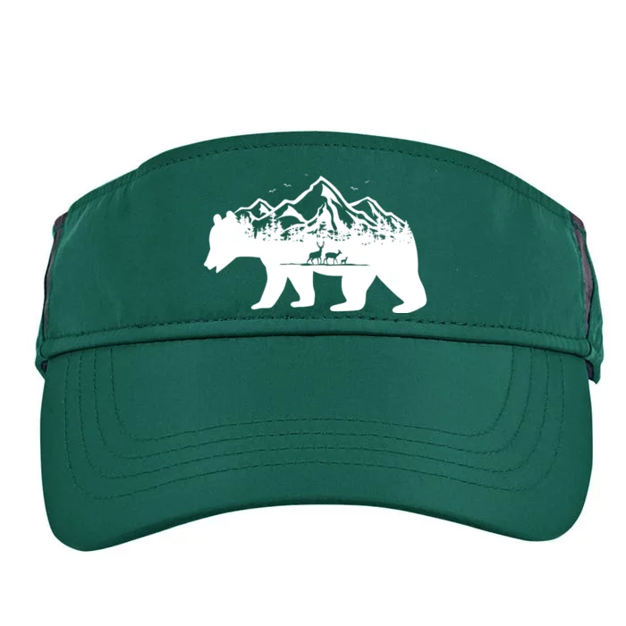 Bear Mountains With Deer Family Nature Fan Adult Drive Performance Visor