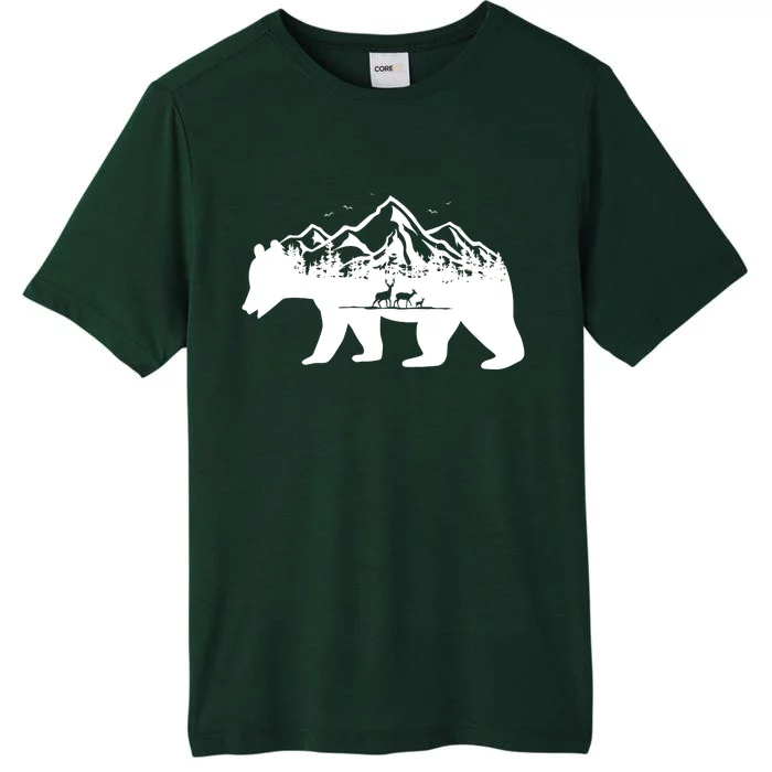 Bear Mountains With Deer Family Nature Fan ChromaSoft Performance T-Shirt