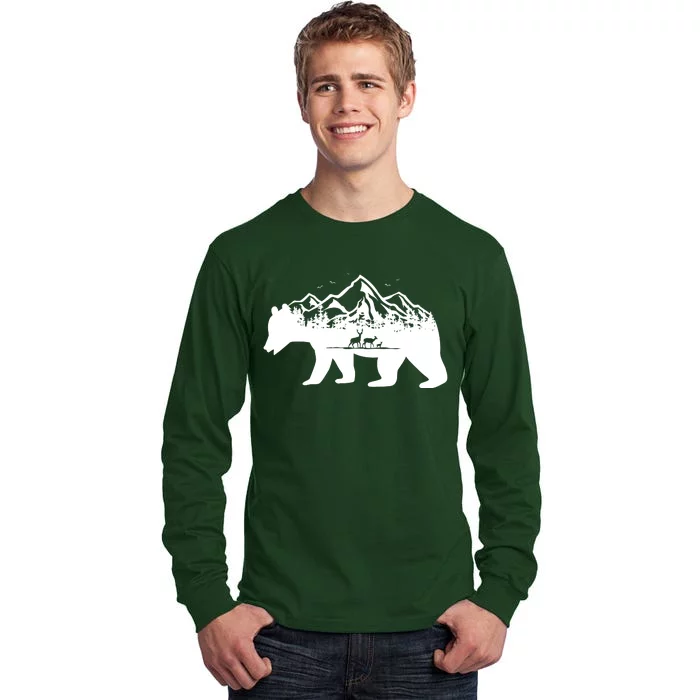 Bear Mountains With Deer Family Nature Fan Tall Long Sleeve T-Shirt