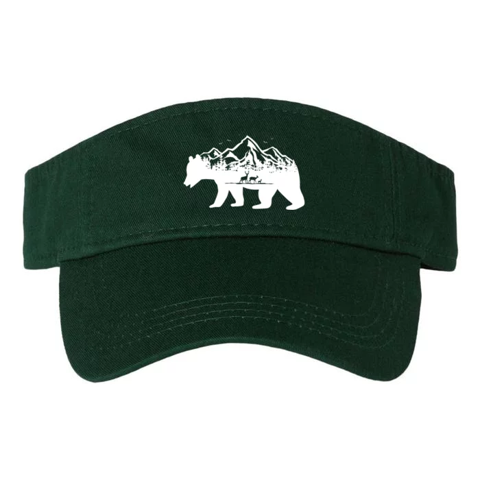 Bear Mountains With Deer Family Nature Fan Valucap Bio-Washed Visor