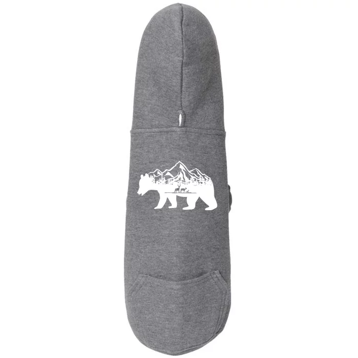 Bear Mountains With Deer Family Nature Fan Doggie 3-End Fleece Hoodie