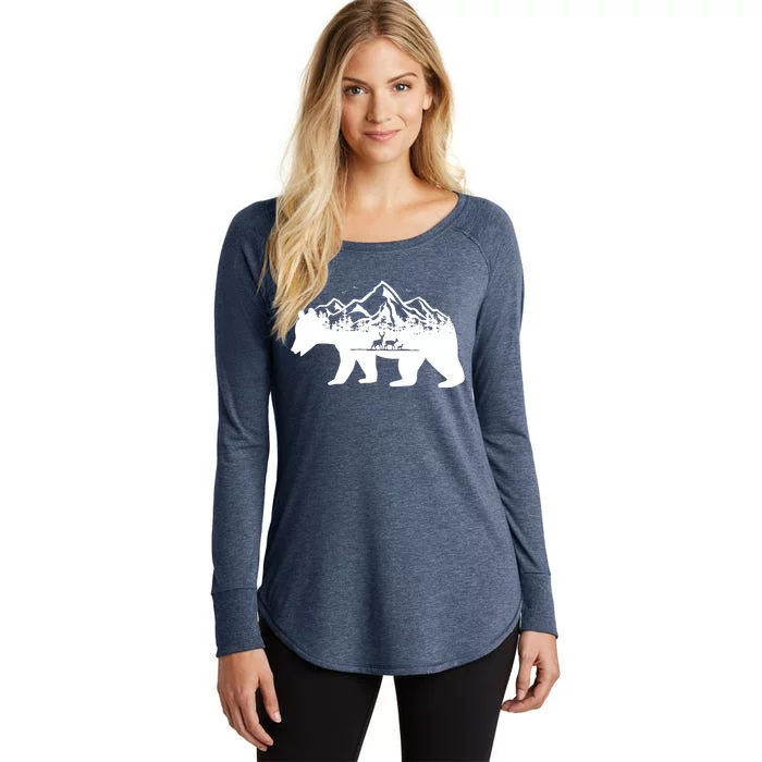 Bear Mountains With Deer Family Nature Fan Women's Perfect Tri Tunic Long Sleeve Shirt