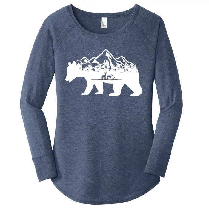 Bear Mountains With Deer Family Nature Fan Women's Perfect Tri Tunic Long Sleeve Shirt