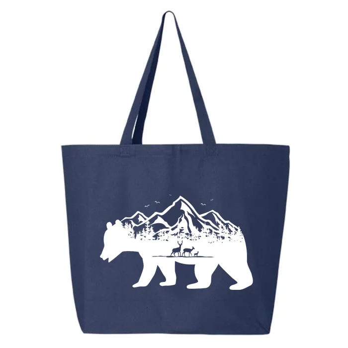 Bear Mountains With Deer Family Nature Fan 25L Jumbo Tote