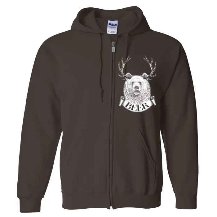 Bear Plus Deer Equals BEER Full Zip Hoodie