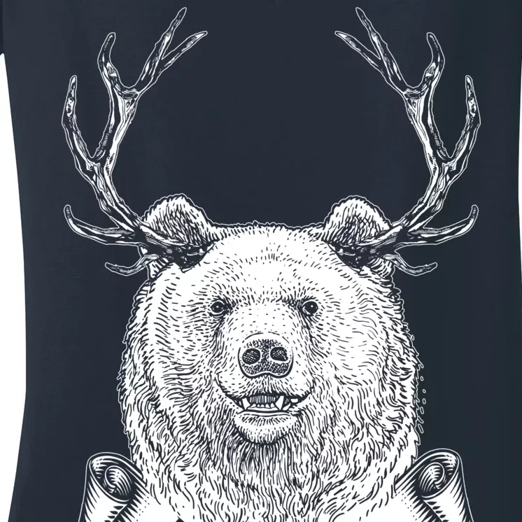 Bear Plus Deer Equals BEER Women's V-Neck T-Shirt