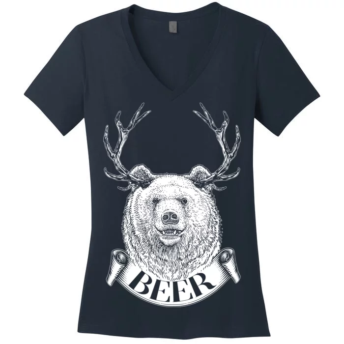 Bear Plus Deer Equals BEER Women's V-Neck T-Shirt