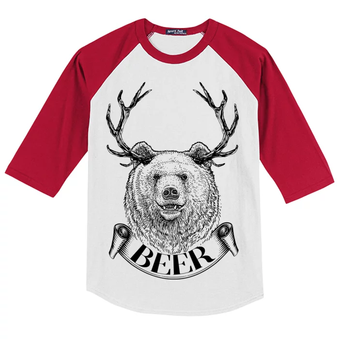 Bear Plus Deer Equals BEER Kids Colorblock Raglan Jersey