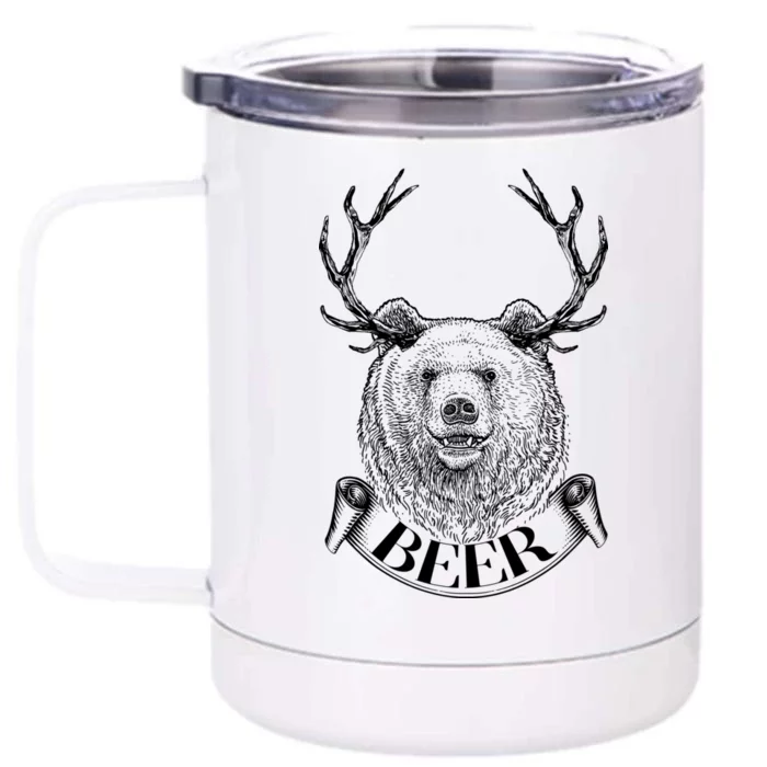 Bear Plus Deer Equals BEER Front & Back 12oz Stainless Steel Tumbler Cup