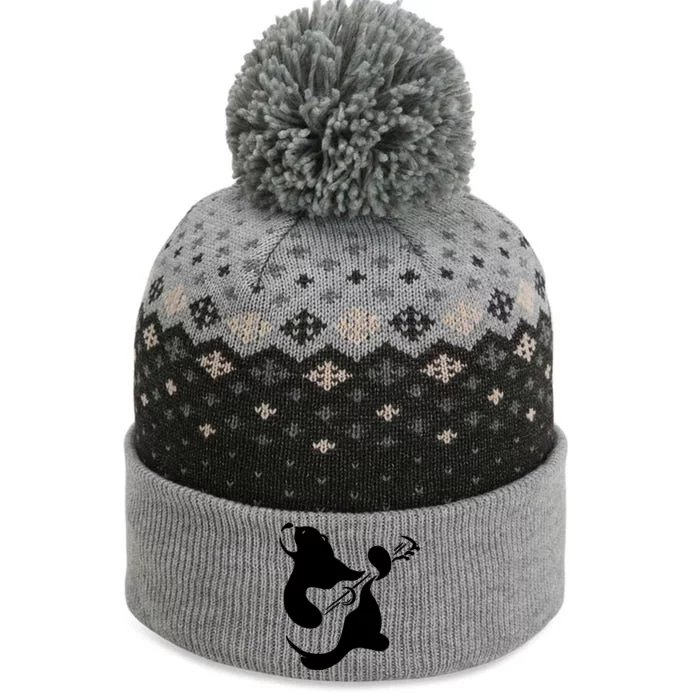 Bear Rocks Playing Guitar The Baniff Cuffed Pom Beanie