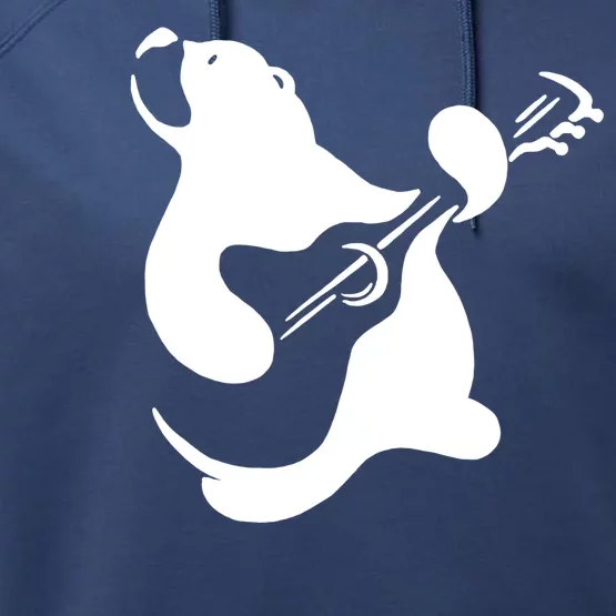 Bear Rocks Playing Guitar Performance Fleece Hoodie