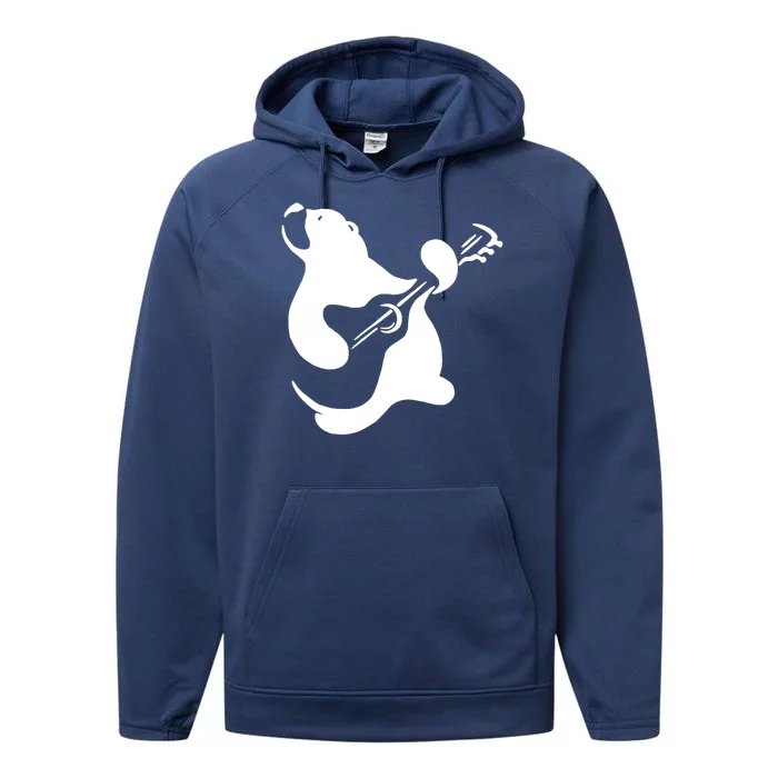 Bear Rocks Playing Guitar Performance Fleece Hoodie