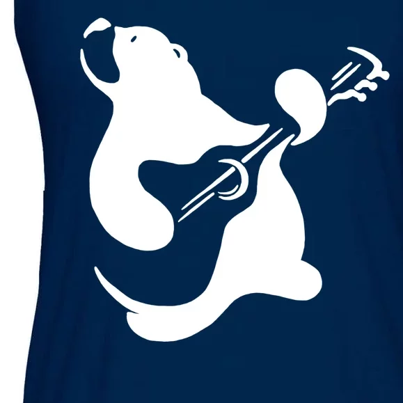 Bear Rocks Playing Guitar Ladies Essential Flowy Tank