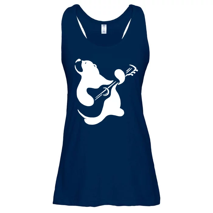 Bear Rocks Playing Guitar Ladies Essential Flowy Tank