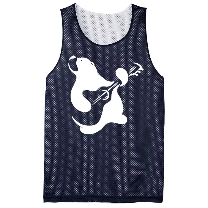 Bear Rocks Playing Guitar Mesh Reversible Basketball Jersey Tank