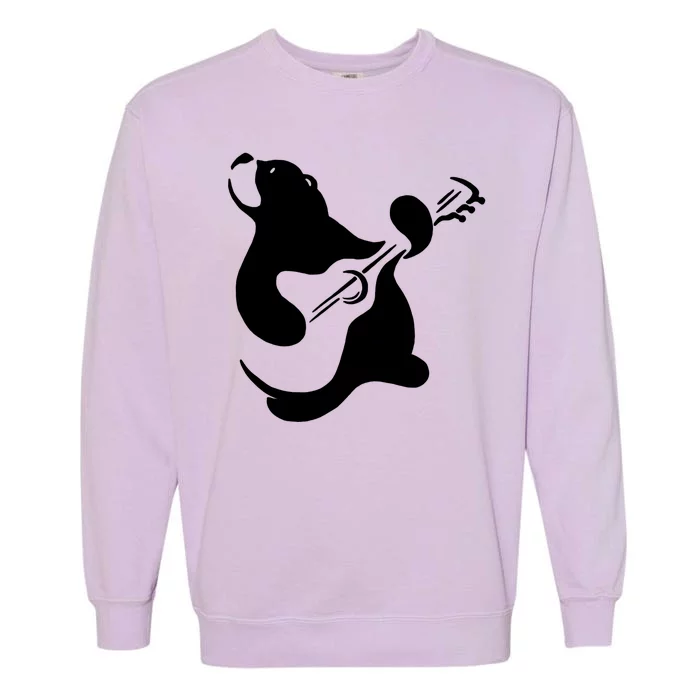 Bear Rocks Playing Guitar Garment-Dyed Sweatshirt