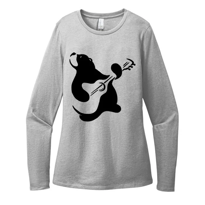 Bear Rocks Playing Guitar Womens CVC Long Sleeve Shirt