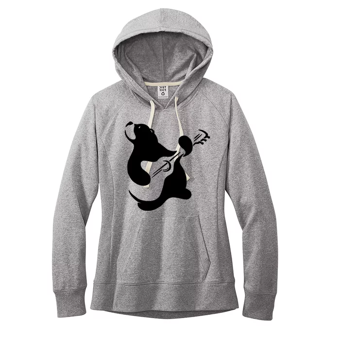 Bear Rocks Playing Guitar Women's Fleece Hoodie