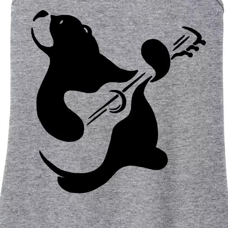 Bear Rocks Playing Guitar Ladies Essential Tank