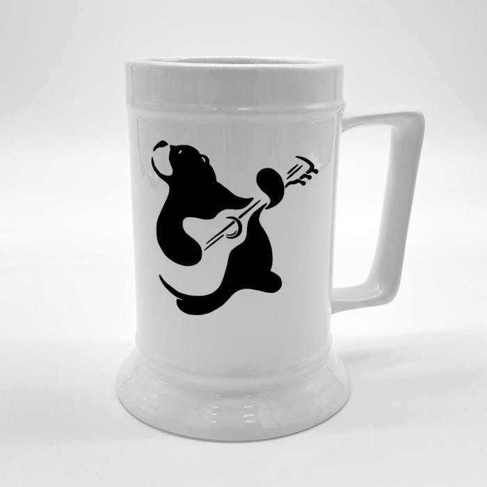 Bear Rocks Playing Guitar Front & Back Beer Stein