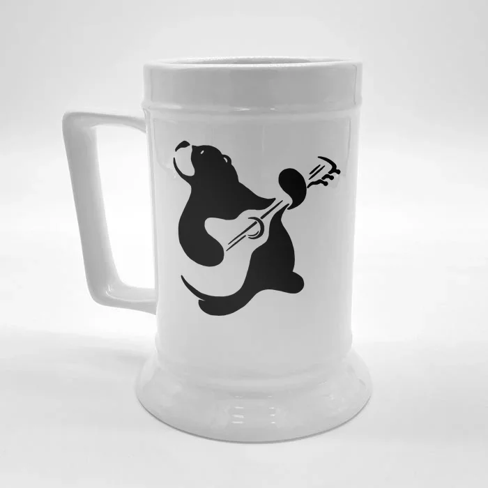 Bear Rocks Playing Guitar Front & Back Beer Stein