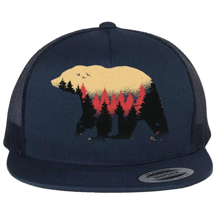 Bear Trees Flat Bill Trucker Hat