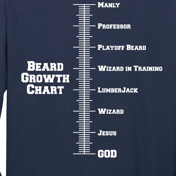 Beard Growth Ruler Funny Man To God Chart Tall Long Sleeve T-Shirt