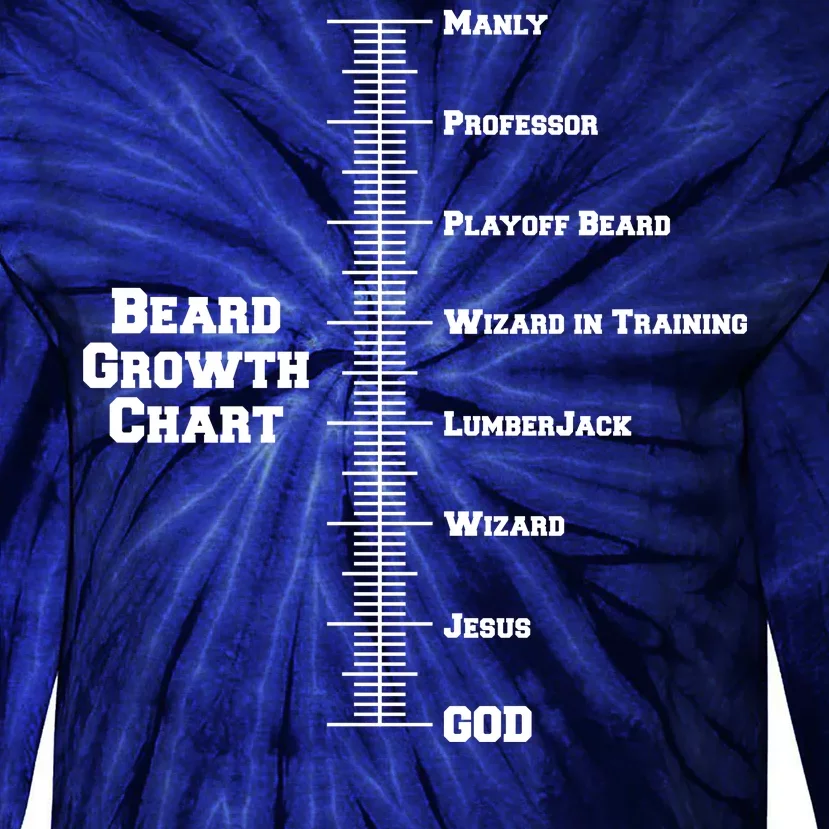 Beard Growth Ruler Funny Man To God Chart Tie-Dye Long Sleeve Shirt