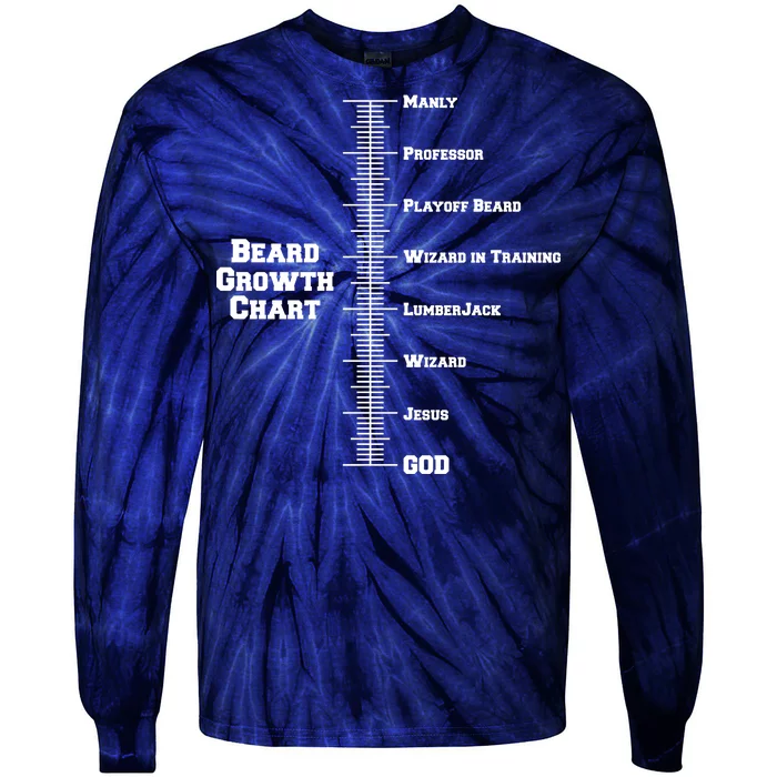 Beard Growth Ruler Funny Man To God Chart Tie-Dye Long Sleeve Shirt