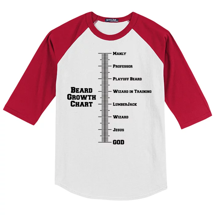 Beard Growth Ruler Funny Man To God Chart Kids Colorblock Raglan Jersey